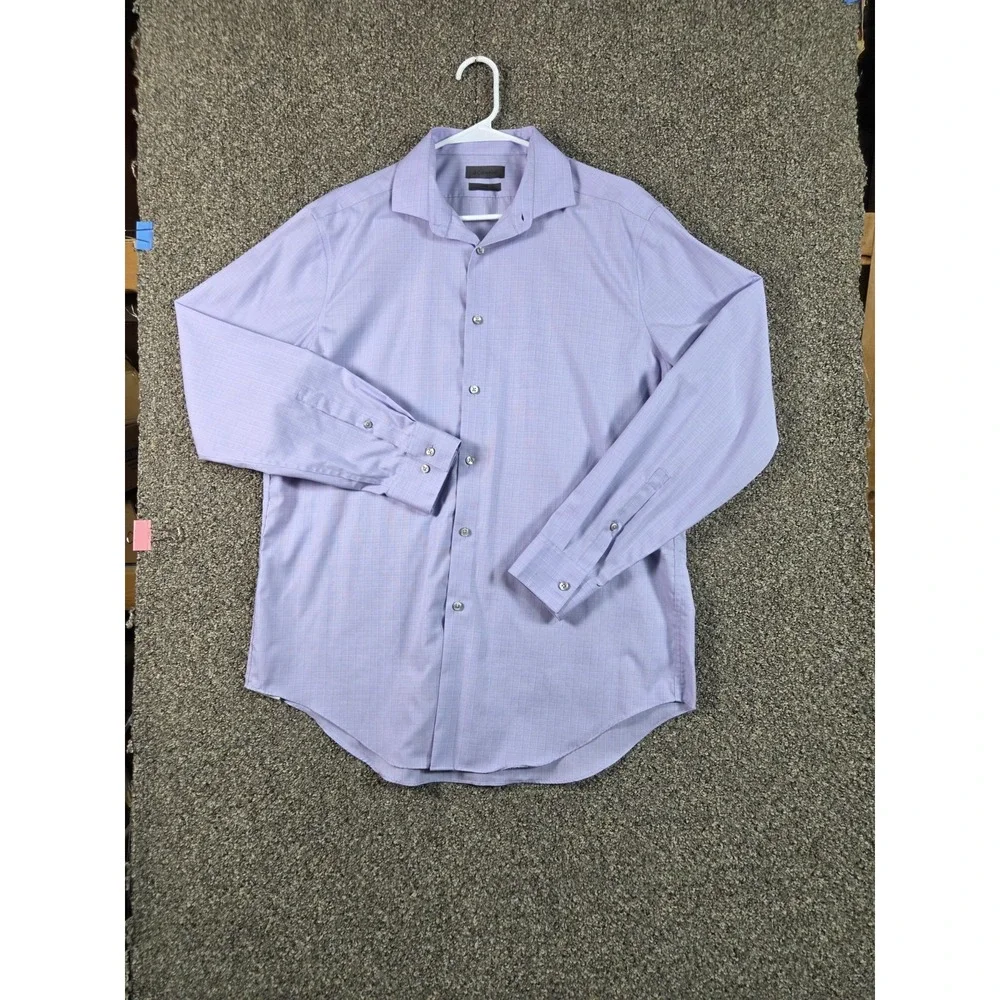 Calvin Klein Slim Fit Dress Shirt Mens Large Lavender Non Iron Button Up‎